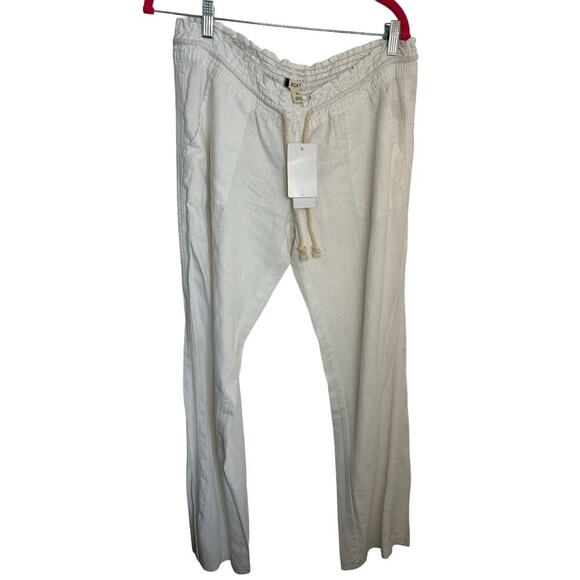 NWT Roxy Women's Oceanside Sea Salt Drawstring Wide-Leg Pants Size Large - Picture 2 of 6